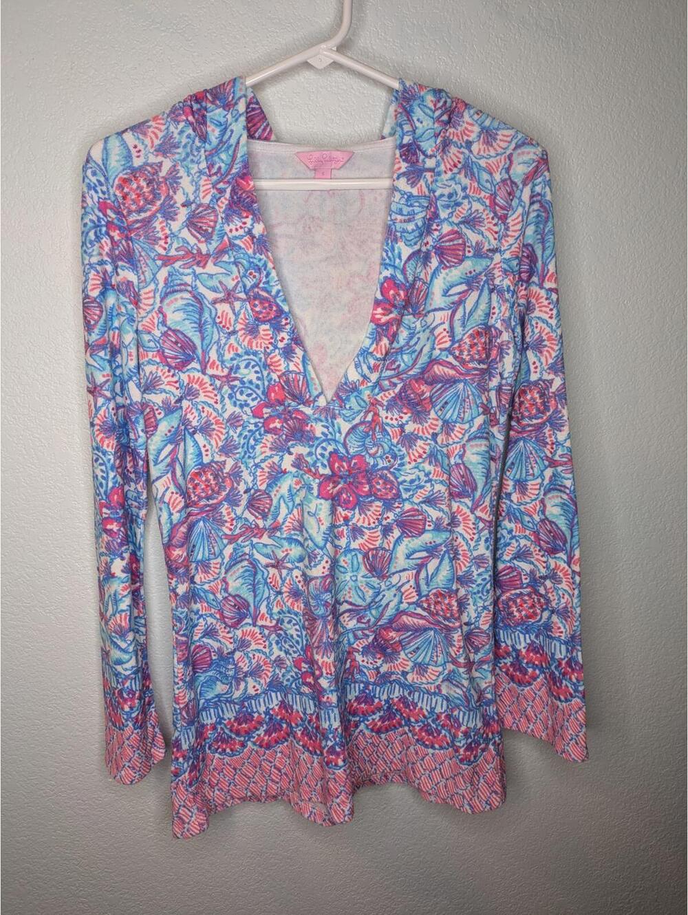Lilly Pulitzer Women's Hoodie Pullover Size Small Terry Knit swim Coverup